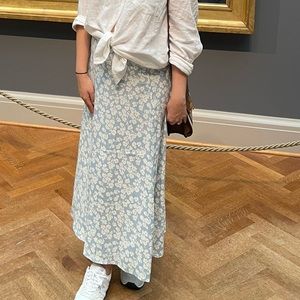 REFORMATION Blue and White Floral Skirt